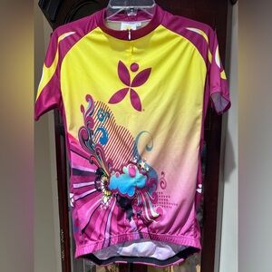Rising Sun Iron Girl Cycling Adult Tour Bike Half Zip Triathlon Jersey Size L